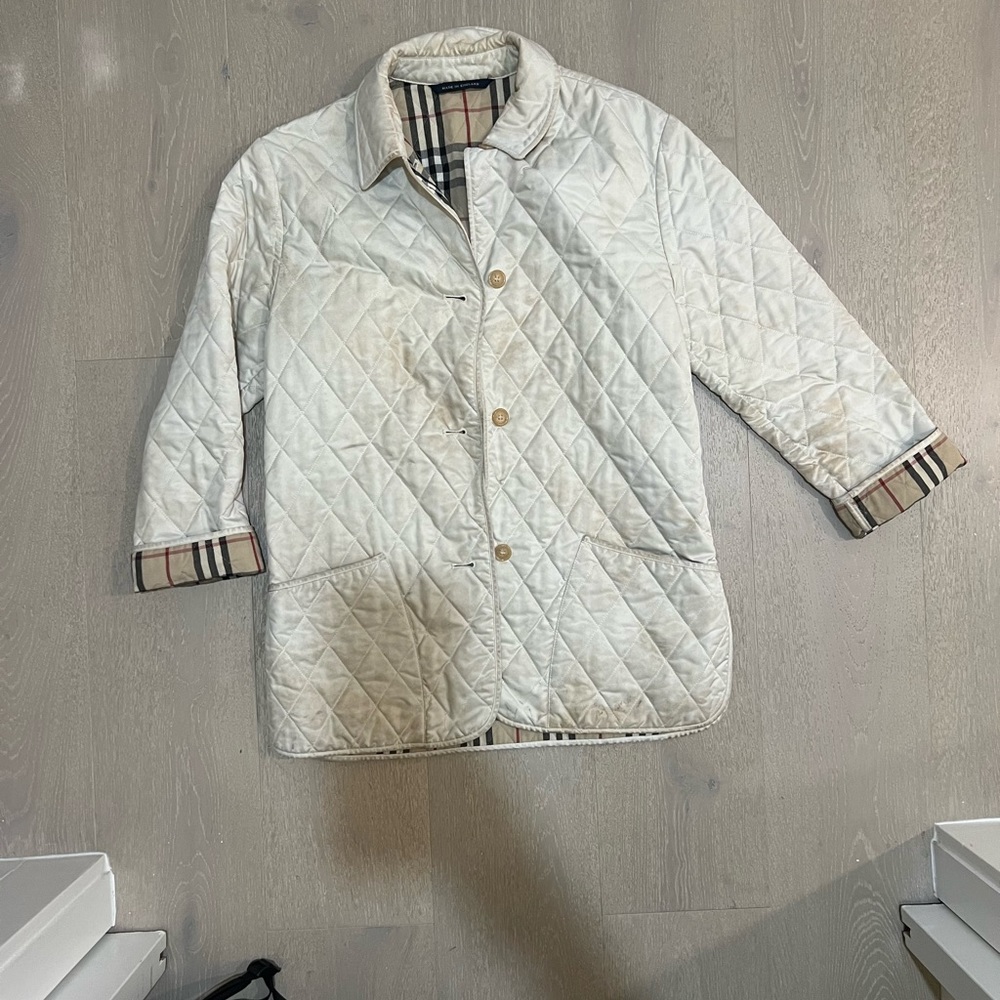 Burberry Diamond Quilted White Coat